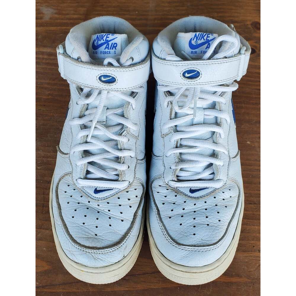 Vintage Nike Air Force 1 Mid "White Sport Royal Blue " Men's Size 9.5